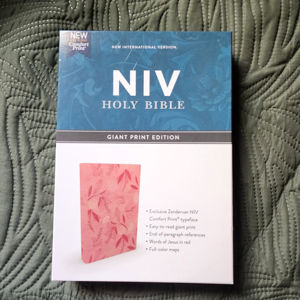 NIV Bible Giant Print Edition, Gold Glid, Pink